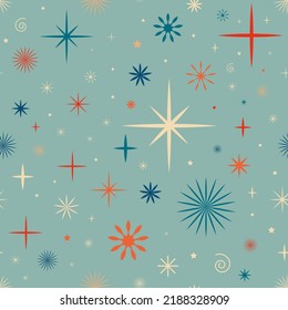 Vintage retro Christmas seamless pattern with snowflakes. Christmas background with snowflakes