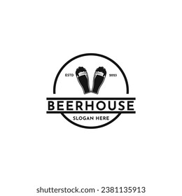 Vintage retro circle beer logo design idea