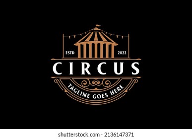 Vintage Retro Cirque Circus Tent Label Emblem Logo Design Vektor