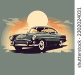Vintage retro classic car vector logo badge illustration