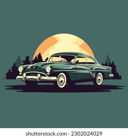 Vintage retro classic car vector logo badge illustration