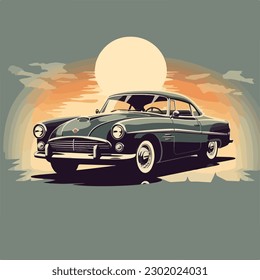 Vintage retro classic car vector logo badge illustration