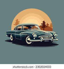 Vintage retro classic car vector logo badge illustration