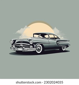 Vintage retro classic car vector logo badge illustration