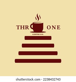 vintage retro classic classy illustration vector of coffee cup or coffee mug on the throne perfect for coffee shop or coffee roasting logo design inspiration
