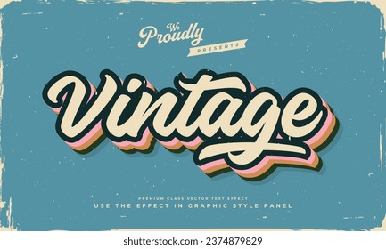 vintage retro classic colourful shabby worn editable text effect