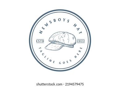 Vintage Retro Classic England Newsboys Hat Cap for Fashion Store Logo Design Vector