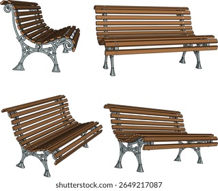 vintage retro classic garden iron bench chair design vector sketch illustration