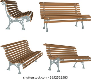 vintage retro classic garden iron bench chair design vector sketch illustration
