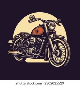 Vintage retro classic motorcycle logo badge illustration