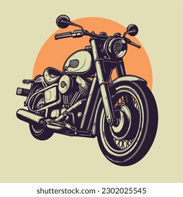 Vintage retro classic motorcycle logo badge illustration