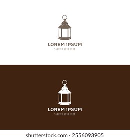 Vintage Retro Classic Street Lamp Lantern Post Logo Design Vector