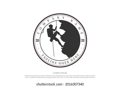 Vintage Retro Climber Man Climbing Sport Club Badge Logo Design Vector