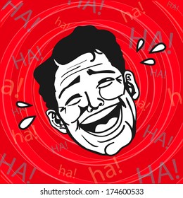 Vintage Retro Clipart : Lol, Man Laughing Out Loud