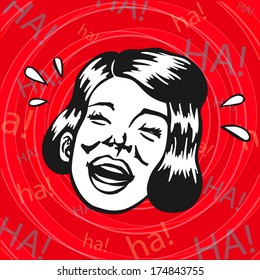 Vintage Retro Clipart: woman having fun and laughing