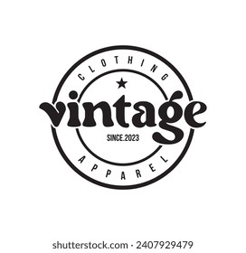 Vintage Retro Cloth Apparel badge stamp. Classic Vintage Retro Label logo design.