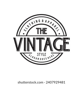 Vintage Retro Cloth Apparel badge stamp. Classic Vintage Retro Label logo design.