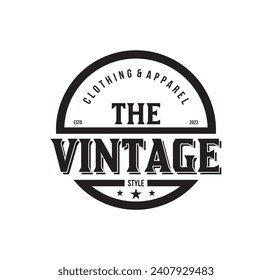 Vintage Retro Cloth Apparel badge stamp. Classic Vintage Retro Label logo design.