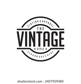 Vintage Retro Cloth Apparel badge stamp. Classic Vintage Retro Label logo design.