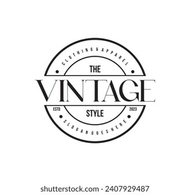 Vintage Retro Cloth Apparel badge stamp. Classic Vintage Retro Label logo design.