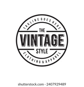 Vintage Retro Cloth Apparel badge stamp. Classic Vintage Retro Label logo design.