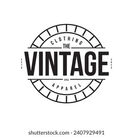 Vintage Retro Cloth Apparel badge stamp. Classic Vintage Retro Label logo design.