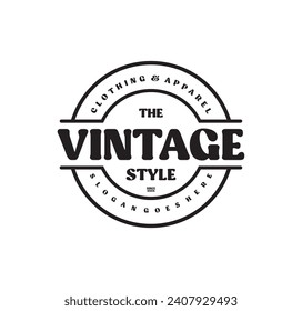 Vintage Retro Cloth Apparel badge stamp. Classic Vintage Retro Label logo design.