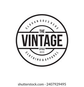 Vintage Retro Cloth Apparel badge stamp. Classic Vintage Retro Label logo design.