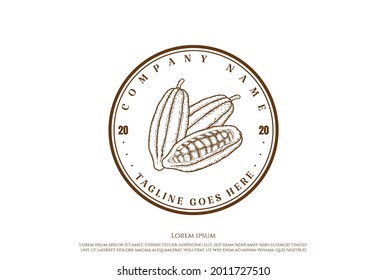 Vintage Retro Cacao Cacao Chocolate Etiqueta de producto Logotipo Vector de diseño