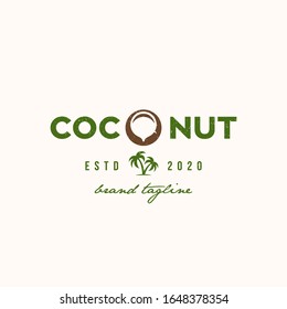 Vintage retro coconut  label logo Premium Vector