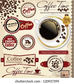 Vintage retro coffee badges and labels