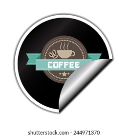 vintage retro coffee badges and labels with round sticker