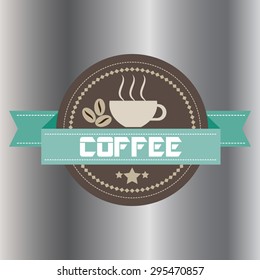 vintage retro coffee badges and labels on a silver background