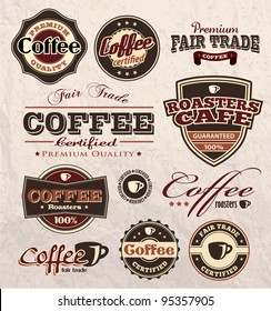 vintage retro coffee badges and labels