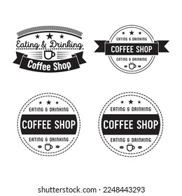 Vintage Retro coffee label. Different logo, badge, emblem collection on white background. Vector black and white