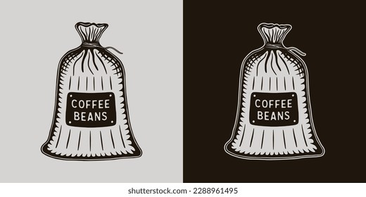 Vintage retro coffee pack. Can be used for label, badge, emblem and logo. Vector illustration. Monochrome Graphic Art.