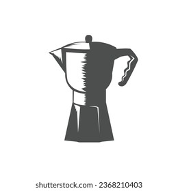 Vintage Retro Coffee Pot for Barista Coffee Maker or Cafe Bar Logo Design Vector