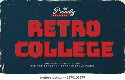 vintage retro college editable text effect
