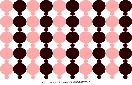 Vintage retro color seamless pattern with circles dot pink and black round vertical column strip on white background seamless repeat pattern, design for patter