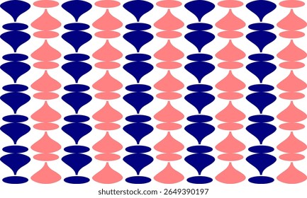 Vintage retro color seamless pattern with circles dot pink and blue  round vertical column strip on white background seamless repeat pattern, design for patter, column vertical 