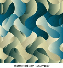 Vintage retro colorful blue and green abstract wave background pattern, ancient artistic style, carnival circus design