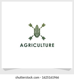 vintage retro corn farming logo design vector, agriculture brand logo design template