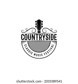 vintage retro Country western music logo design vector