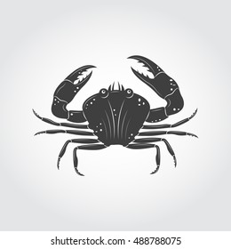 Vintage retro crab black icon.