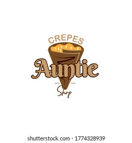 Vintage Retro Crepe Shop Label Sticker Logo design vector Illustration