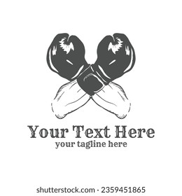 Vintage Retro Crossed Boxing Gloves for Sport Club Icon Vector Illustration
