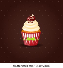 Vintage retro cupcake with cream and cookies	