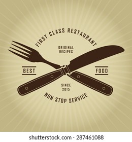 Vintage Retro Cutlery Restaurant Seal