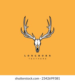 Vintage retro deer head skull logo design. Stag antler display taxidermy logo vector