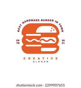 Vintage retro delicious cheeseburger logo. Twirl burger vector for your brand or business